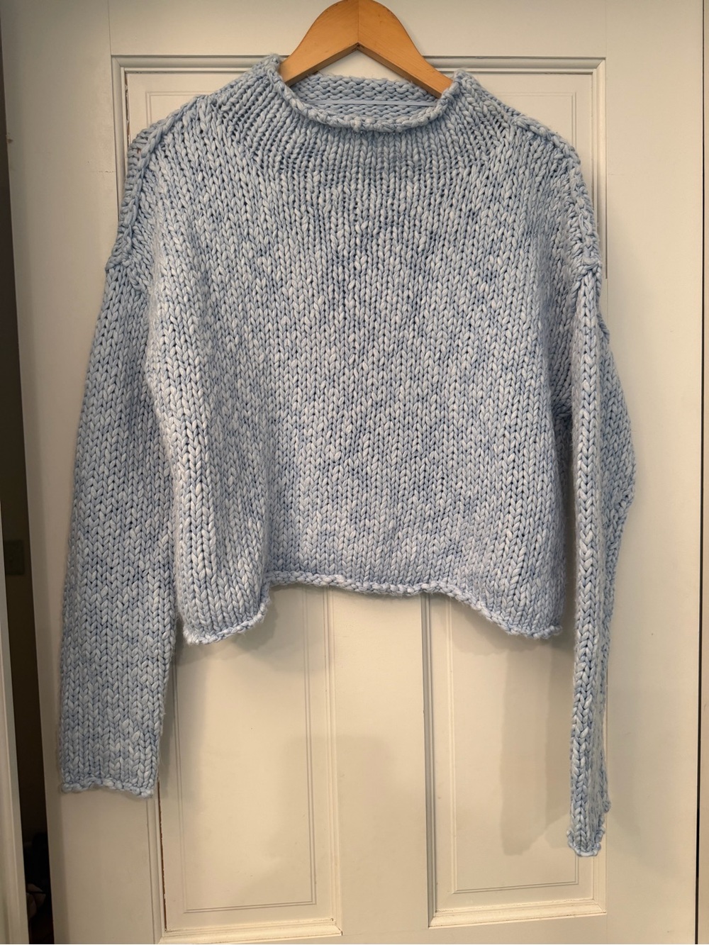 Free People Light Blue Cozy Knit Sweater